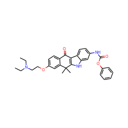 CCN(CC)CCOc1ccc2c(c1)C(C)(C)c1[nH]c3cc(NC(=O)Oc4ccccc4)ccc3c1C2=O ZINC000203813046