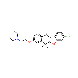 CCN(CC)CCOc1ccc2c(c1)C(C)(C)c1oc3cc(Cl)ccc3c1C2=O ZINC000071340901