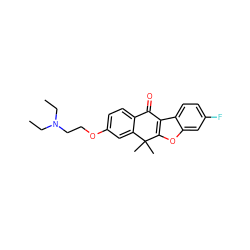 CCN(CC)CCOc1ccc2c(c1)C(C)(C)c1oc3cc(F)ccc3c1C2=O ZINC000071341362