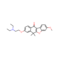 CCN(CC)CCOc1ccc2c(c1)C(C)(C)c1oc3cc(OC)ccc3c1C2=O ZINC000071341370