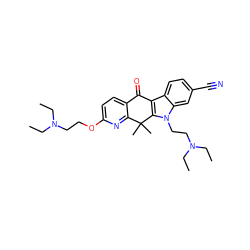 CCN(CC)CCOc1ccc2c(n1)C(C)(C)c1c(c3ccc(C#N)cc3n1CCN(CC)CC)C2=O ZINC000114803098