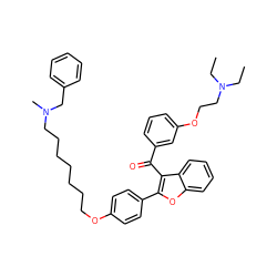 CCN(CC)CCOc1cccc(C(=O)c2c(-c3ccc(OCCCCCCCN(C)Cc4ccccc4)cc3)oc3ccccc23)c1 ZINC000095578963