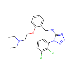 CCN(CC)CCOc1ccccc1CNc1nnnn1-c1cccc(Cl)c1Cl ZINC000071340584