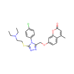 CCN(CC)CCSc1nnc(COc2ccc3c(C)cc(=O)oc3c2)n1-c1ccc(Cl)cc1 ZINC000095575822