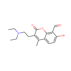 CCN(CC)CCc1c(C)c2ccc(O)c(C=O)c2oc1=O ZINC000199598915