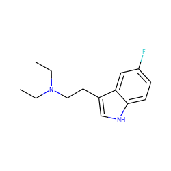 CCN(CC)CCc1c[nH]c2ccc(F)cc12 ZINC000066259003