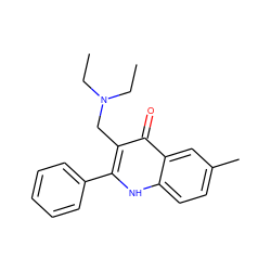 CCN(CC)Cc1c(-c2ccccc2)[nH]c2ccc(C)cc2c1=O ZINC000008572565