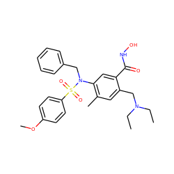 CCN(CC)Cc1cc(C)c(N(Cc2ccccc2)S(=O)(=O)c2ccc(OC)cc2)cc1C(=O)NO ZINC000103299541