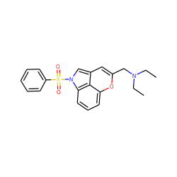 CCN(CC)Cc1cc2cn(S(=O)(=O)c3ccccc3)c3cccc(o1)c23 ZINC001772590936