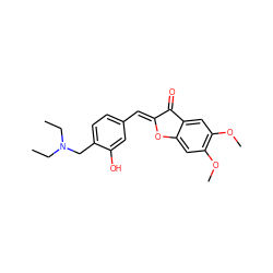 CCN(CC)Cc1ccc(/C=C2\Oc3cc(OC)c(OC)cc3C2=O)cc1O ZINC001772653808