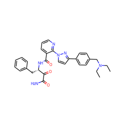 CCN(CC)Cc1ccc(-c2ccn(-c3ncccc3C(=O)N[C@@H](Cc3ccccc3)C(=O)C(N)=O)n2)cc1 ZINC000114055991