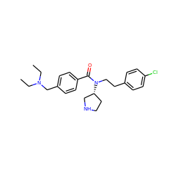 CCN(CC)Cc1ccc(C(=O)N(CCc2ccc(Cl)cc2)[C@@H]2CCNC2)cc1 ZINC000028823632