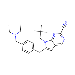 CCN(CC)Cc1ccc(Cc2cc3cnc(C#N)nc3n2CC(C)(C)C)cc1 ZINC000028958232