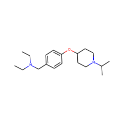 CCN(CC)Cc1ccc(OC2CCN(C(C)C)CC2)cc1 ZINC000013613427