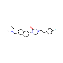 CCN(CC)Cc1ccc2c(c1)CC[C@H](N1CCN(CCc3ccc(F)cc3)CC1=O)C2 ZINC000035000778