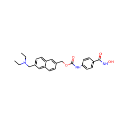 CCN(CC)Cc1ccc2cc(COC(=O)Nc3ccc(C(=O)NO)cc3)ccc2c1 ZINC000003820616