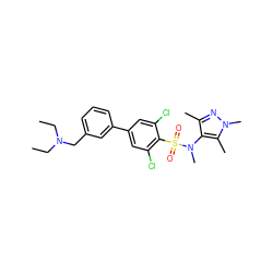 CCN(CC)Cc1cccc(-c2cc(Cl)c(S(=O)(=O)N(C)c3c(C)nn(C)c3C)c(Cl)c2)c1 ZINC000199945849