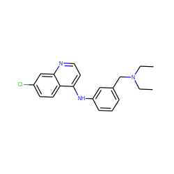 CCN(CC)Cc1cccc(Nc2ccnc3cc(Cl)ccc23)c1 ZINC000027518730