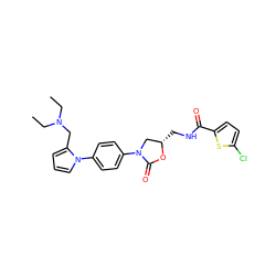 CCN(CC)Cc1cccn1-c1ccc(N2C[C@H](CNC(=O)c3ccc(Cl)s3)OC2=O)cc1 ZINC000299861923