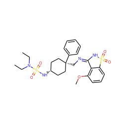 CCN(CC)S(=O)(=O)N[C@H]1CC[C@](C/N=C2/NS(=O)(=O)c3cccc(OC)c32)(c2ccccc2)CC1 ZINC000473135794