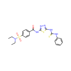 CCN(CC)S(=O)(=O)c1ccc(C(=O)Nc2nnc(NC(=S)Nc3ccccc3)s2)cc1 ZINC000013597779