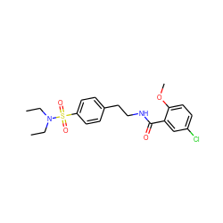 CCN(CC)S(=O)(=O)c1ccc(CCNC(=O)c2cc(Cl)ccc2OC)cc1 ZINC000022227096