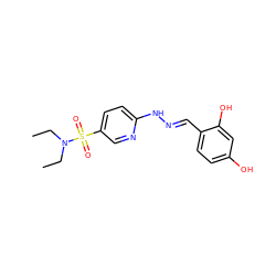 CCN(CC)S(=O)(=O)c1ccc(N/N=C/c2ccc(O)cc2O)nc1 ZINC000006569906