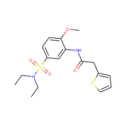 CCN(CC)S(=O)(=O)c1ccc(OC)c(NC(=O)Cc2cccs2)c1 ZINC000004387611