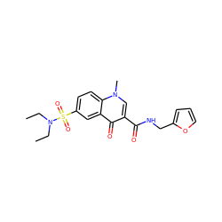 CCN(CC)S(=O)(=O)c1ccc2c(c1)c(=O)c(C(=O)NCc1ccco1)cn2C ZINC000005042313