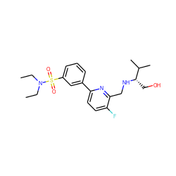 CCN(CC)S(=O)(=O)c1cccc(-c2ccc(F)c(CN[C@@H](CO)C(C)C)n2)c1 ZINC000204408699