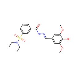 CCN(CC)S(=O)(=O)c1cccc(C(=O)N/N=C/c2cc(OC)c(O)c(OC)c2)c1 ZINC000003204429