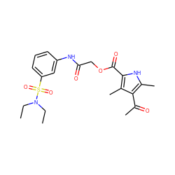 CCN(CC)S(=O)(=O)c1cccc(NC(=O)COC(=O)c2[nH]c(C)c(C(C)=O)c2C)c1 ZINC000009665321