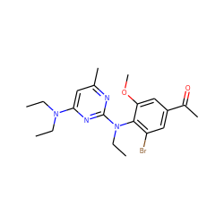 CCN(CC)c1cc(C)nc(N(CC)c2c(Br)cc(C(C)=O)cc2OC)n1 ZINC000013794506