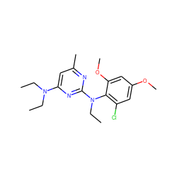 CCN(CC)c1cc(C)nc(N(CC)c2c(Cl)cc(OC)cc2OC)n1 ZINC000013794481