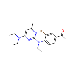 CCN(CC)c1cc(C)nc(N(CC)c2ccc(C(C)=O)cc2Br)n1 ZINC000013794475