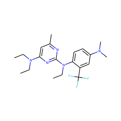 CCN(CC)c1cc(C)nc(N(CC)c2ccc(N(C)C)cc2C(F)(F)F)n1 ZINC000013794483