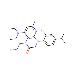 CCN(CC)c1cc(C)nc2c1N(CCF)C(=O)CN2c1ccc(C(C)C)cc1Br ZINC000473151826