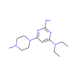 CCN(CC)c1cc(N2CCN(C)CC2)nc(N)n1 ZINC000040950238