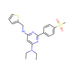 CCN(CC)c1cc(NCc2cccs2)nc(-c2ccc(S(C)(=O)=O)cc2)n1 ZINC000029132376