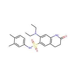 CCN(CC)c1cc2c(cc1S(=O)(=O)Nc1ccc(C)c(C)c1)CCC(=O)N2 ZINC000073223379