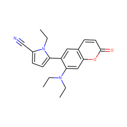 CCN(CC)c1cc2oc(=O)ccc2cc1-c1ccc(C#N)n1CC ZINC001772637689