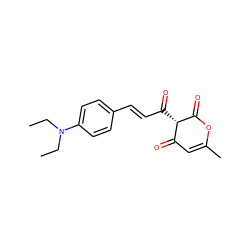 CCN(CC)c1ccc(/C=C/C(=O)[C@H]2C(=O)C=C(C)OC2=O)cc1 ZINC000003581840