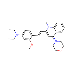 CCN(CC)c1ccc(/C=C/c2cc(=[N+]3CCOCC3)c3ccccc3n2C)c(OC)c1 ZINC001772650525