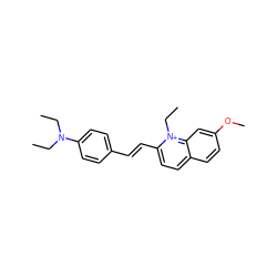 CCN(CC)c1ccc(/C=C/c2ccc3ccc(OC)cc3[n+]2CC)cc1 ZINC000004167195