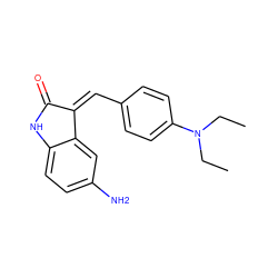 CCN(CC)c1ccc(/C=C2/C(=O)Nc3ccc(N)cc32)cc1 ZINC000045358862