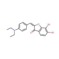 CCN(CC)c1ccc(/C=C2/Oc3c(ccc(O)c3O)C2=O)cc1 ZINC000027436162