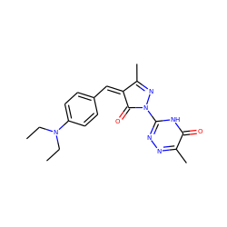 CCN(CC)c1ccc(/C=C2\C(=O)N(c3nnc(C)c(=O)[nH]3)N=C2C)cc1 ZINC000013638539