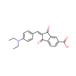 CCN(CC)c1ccc(/C=C2\C(=O)c3ccc(C(=O)O)cc3C2=O)cc1 ZINC000000180531