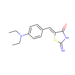 CCN(CC)c1ccc(/C=C2\SC(=N)NC2=O)cc1 ZINC000018082613