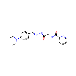 CCN(CC)c1ccc(/C=N/NC(=O)CNC(=O)c2ccccn2)cc1 ZINC000001879217